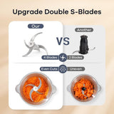 Haysky Electric Food Processors, Meat Grinder & Vegetable Chopper, 8 Cups Dual-Bowls, Stainless Steel Blades, Black