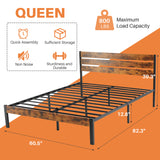 IULULU Metal Platform Bed Frame - Mattress Foundation with Headboard & Footboard, 700LBS Wooden Slats, No Box Spring, Noise-Free, Easy Assembly