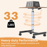 IULULU Mobile Standing Desk, Small Rolling Desk with Wheels, Pneumatic Adjustable Workstation for Home