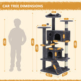 Atilioo Cat Tree Tower with Scratching Post, Multi-Level Cat Condo Pet House Play with Stable Base, Gray