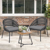 IULULU 3-Piece Outdoor Bistro Set, All-Weather Woven Rope Patio Furniture with Cushions & Table