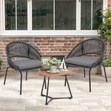 IULULU 3-Piece Outdoor Bistro Set, All-Weather Woven Rope Patio Furniture with Cushions & Table