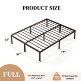 Atilioo Twin Bed Frame with Storage Space Under Frame, 14" Heavy Duty Metal Platform, No Box Spring Needed, Easy Assembly, Black
