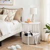 IULULU Small Round Side Table with Fabric Basket, Steel Frame