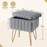 IULULU Vanity Stool, Faux Fur-Padded, 4-Legged Stool with Anti-Slip Feet, Ideal for Makeup or as a Footrest