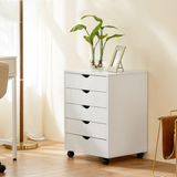 Atilioo 7 Drawer Chest, Wood Dresser with Wheels, Sturdy Storage Cabinet, Perfect for Home Office or Bedroom, Black