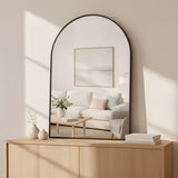 LIFERECORD 20x30 Arched Black Bathroom Mirror, Shatterproof Wall Vanity Mirror with Matte Metal Frame, Reinforced Packaging