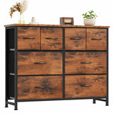 ACCVER Dresser for Bedroom 8 Storage Drawer, Fabric Closet Chests Organizer Tower with Wooden Top Metal Frame for Living Room Hallway Entryway