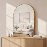 LIFERECORD 20x30 Arched Gold Bathroom Mirror, Shatterproof Wall Vanity Mirror with Matte Metal Frame, Reinforced Packaging