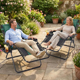 Atilioo Zero Gravity Chairs, Folding Patio Lounge Chair with Adjustable Pillows & Cup Holder, 400 LBS Outdoor Oversized Reclining Chairs for Backyard Lawn Camping, Black-Green