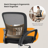IULULU Home Office Managerial Executive Chair, Ergonomic Mesh Adjustable Swivel Mid-Back Computer Desk Chair with Comfortable Lumbar Support, Comfy Arms for Bedroom,Study