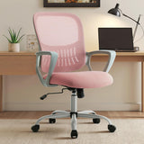 IULULU Home Office Managerial Executive Chair, Ergonomic Mesh Adjustable Swivel Mid-Back Computer Desk Chair with Comfortable Lumbar Support, Comfy Arms for Bedroom,Study
