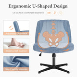 Atilioo Ergonomic Office Chair with Fabric, Criss Cross Desk Chair with Wipe Seat, Swivel Vanity Chair for Home Computer Makeup, Blue