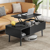 Atilioo Lift Top Coffee Table with Hidden Compartment and Storage Shelf, Rising Dining Center Table for Home Office