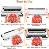 Haysky Vacuum Sealer Machine, Multi-Functional Food Sealer, 75KPA Strong Suction with Dry & Moist Food Modes, Digital Timer, Compact Lightweight with 20 Vacuum Bags for Home Kitchen Use