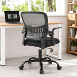 IULULU Home Office Managerial Executive Chair, Flip Up Armrest Ergonomic Mesh Adjustable Swivel Mid-Back Computer Desk Chair with Comfortable Lumbar Support, Comfy Arms for Bedroom,Study