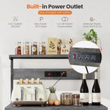 Atilioo Kitchen Bakers Rack with Power Outlet, 4 Tiers Coffee Bar Table, Oven Microwave Stand, Storage Shelf, Appliance Organizer, 31" Gray