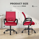 IULULU Office Desk Chair - Ergonomic Mid Back with Lumbar Support & Rocking Mode, Height Adjustable with Fixed Armrest, Storage Back for Computer, Gaming, Conference, Meeting Room, 360° Swivel