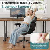 IULULU Ergonomic Home Office Desk Chair, PU Leather Computer Chair with Lumbar Support Adjustable Height Rolling Swivel Executive Task Armrests Chair