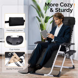 Atilioo Zero Gravity Chair, 440LBS Capacity Reclining Lounge Chair with Removable Cushion & Side Tray, Foldable Patio Chair for Outdoor, Indoor, Lawn, Camping