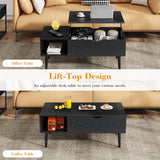 Atilioo Lift Top Coffee Table with Hidden Compartment and Storage Shelf, Rising Dining Center Table for Home Office