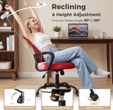 IULULU Office Desk Chair - Ergonomic Mid Back with Lumbar Support & Rocking Mode, Height Adjustable with Fixed Armrest, Storage Back for Computer, Gaming, Conference, Meeting Room, 360° Swivel