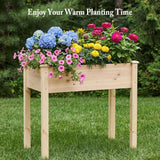 Atilioo Wooden Raised Garden Bed with Legs, 34x18x30 Inch Elevated Reinforced Planter Box for Backyard, Patio, Balcony w/ Liner, Natural