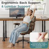 IULULU Ergonomic Home Office Desk Chair, PU Leather Computer Chair with Lumbar Support Adjustable Height Rolling Swivel Executive Task Armrests Chair