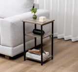 3-Tier End Table, Side Table with Open Shelves, Bedside Table for LivingRoom Bedroom Bathroom, Easy Assembly, Gray