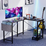 Atilioo Reversible L Shaped Desk, 50 Inch Corner Computer Desk for Small Space, Home Office Study Table with CPU Stand and Storage Bag