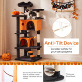 Atilioo 54" Cat Tree Tower with Sisal Scratching Post, Multi-Level Pet Furniture Cat Condo, Easy to Assembly, Black-Orange, Christmas