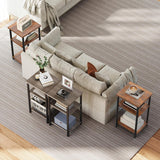 3-Tier End Table, Side Table with Open Shelves, Bedside Table for LivingRoom Bedroom Bathroom, Easy Assembly, Gray