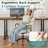 IULULU Ergonomic Home Office Desk Chair, PU Leather Computer Chair with Lumbar Support Adjustable Height Rolling Swivel Executive Task Armrests Chair