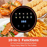 4.7QT Glass Air Fryer, Non-Toxic 10-in-1 Presets for Healthy Meals, Dishwasher Safe & Easy Clean - Gray