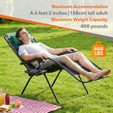 Atilioo Zero Gravity Chairs, Folding Patio Lounge Chair with Adjustable Pillows & Cup Holder, 400 LBS Outdoor Oversized Reclining Chairs for Backyard Lawn Camping, Black-Green