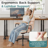 IULULU Ergonomic Home Office Desk Chair, PU Leather Computer Chair with Lumbar Support Adjustable Height Rolling Swivel Executive Task Armrests Chair