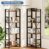 Atilioo Triple Bookshelf, 4-Tier Wide Bookcase with 11 Open Tall Display Shelves, Modern Industrial Book Shelves for Living Room Home Office, Brown