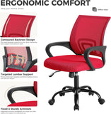 IULULU Office Desk Chair - Ergonomic Mid Back with Lumbar Support & Rocking Mode, Height Adjustable with Fixed Armrest, Storage Back for Computer, Gaming, Conference, Meeting Room, 360° Swivel