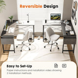 Atilioo Reversible L Shaped Desk, 50 Inch Corner Computer Desk for Small Space, Home Office Study Table with CPU Stand and Storage Bag