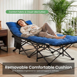 Atilioo Folding Camping Cot with 3.5'' Cushion, 74"x 28" Portable Camping Bed, Sleeping Cot, Guest Bed with Carry Bag, Blue