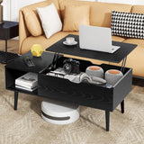 Atilioo Lift Top Coffee Table with Hidden Compartment and Storage Shelf, Rising Dining Center Table for Home Office