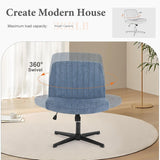 Atilioo Ergonomic Office Chair with Fabric, Criss Cross Desk Chair with Wipe Seat, Swivel Vanity Chair for Home Computer Makeup, Blue