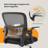 IULULU Home Office Managerial Executive Chair, Flip Up Armrest Ergonomic Mesh Adjustable Swivel Mid-Back Computer Desk Chair with Comfortable Lumbar Support, Comfy Arms for Bedroom,Study