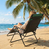Atilioo Zero Gravity Chairs, Folding Patio Lounge Chair with Adjustable Pillows & Cup Holder, 400 LBS Outdoor Oversized Reclining Chairs for Backyard Lawn Camping, Black-Green