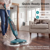Atilioo Steam Mop, All-in-One Scrubbing Steam Cleaner with 4 Modes & Rotating Pads, LED Head Lights, Swivel Steering, Ideal for Hardwood Tile Laminate, Green