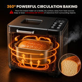 Atilioo Bread Maker Machine, Automatic 21‑in‑1 Multi‑Function, LCD Display Programmable Timer, Stainless Steel Compact, Up to 2 lbs Capacity, 3 Crust Colors, Black