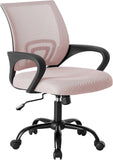 IULULU Office Desk Chair - Ergonomic Mid Back with Lumbar Support & Rocking Mode, Height Adjustable with Fixed Armrest, Storage Back for Computer, Gaming, Conference, Meeting Room, 360° Swivel