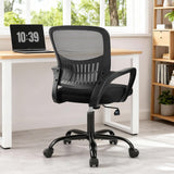 IULULU Home Office Managerial Executive Chair, Ergonomic Mesh Adjustable Swivel Mid-Back Computer Desk Chair with Comfortable Lumbar Support, Comfy Arms for Bedroom,Study