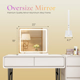 Atilioo Vanity Mirror with Lights, 17"x13" Hollywood Makeup Mirror with Stand, 3-Light-Mode, Smart Touch, Shatter-Proof, for Bedroom Tabletop