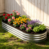 Atilioo 4x2x1ft Raised Garden Bed, Outdoor Oval Metal Planter Box for Vegetables Flowers Herbs, Galvanized Rot-Resistant Non Toxic Material, Silver